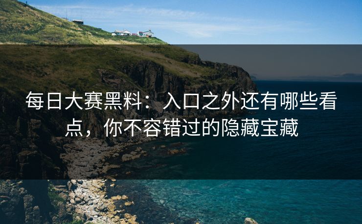 每日大赛黑料：入口之外还有哪些看点，你不容错过的隐藏宝藏